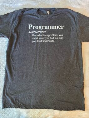 EUC Alstyle Charcoal Crewneck Tee with Humorous PROGRAMMER Definition